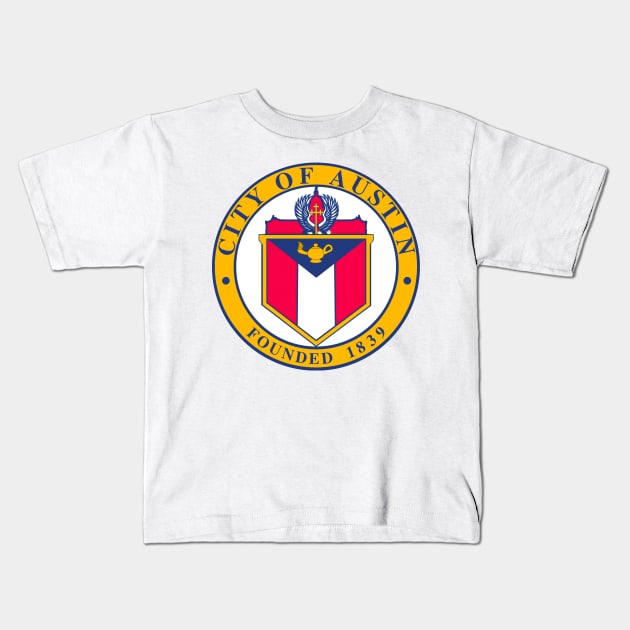 Austin Flag Seal Decal Kids T-Shirt by ZSONN